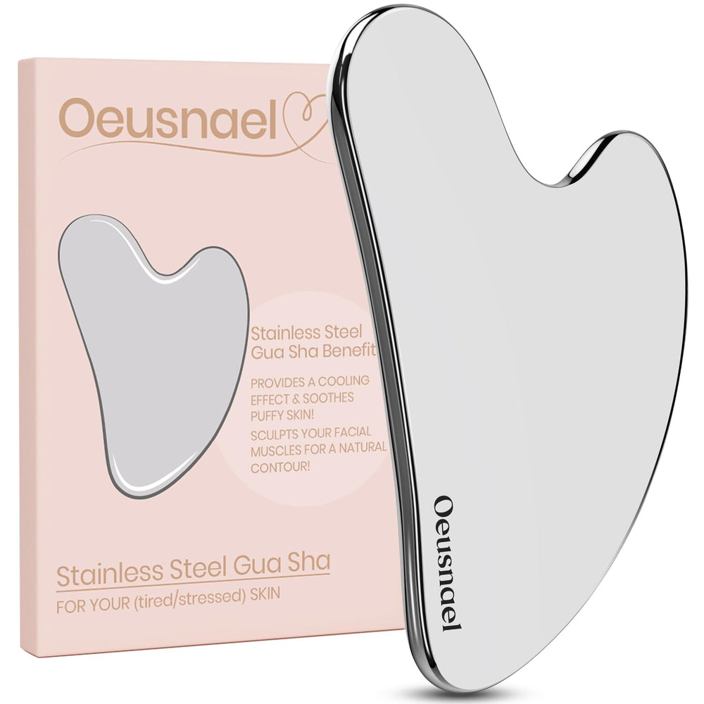 Oeusnael Guasha de acero inoxidable para rostro, efecto frío desinflama.