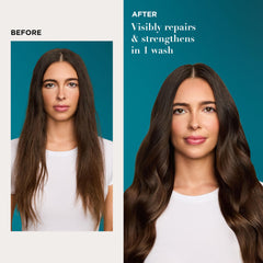 Aplicación del acondicionador OGX sobre el cabello mojado