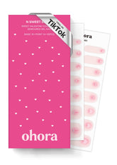 Ohora tiras gel semicurado rosa suave con estampado rosado para uñas duraderas.