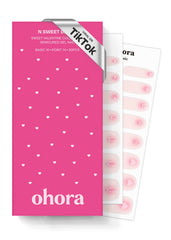 Ohora tiras gel semicurado rosa suave con estampado rosado para uñas duraderas.