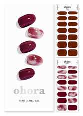 ohora N Mulberry tiras de gel semicurado en empaque, listo para aplicar en casa