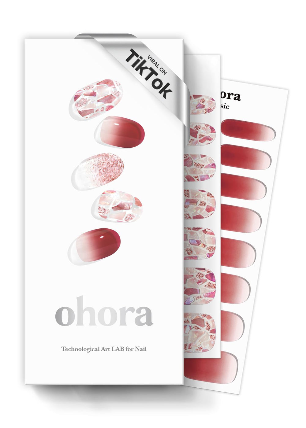 ohora tiras uñas gel semi-curadas rojo patrón para look duradero