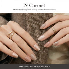 ohora tira uñas glitter semicurado N Carmel, acabado brillante para looks glamorosos.