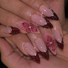 OHWODA Uñas con flores 3D para un look elegante y femenino