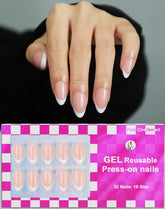 OIFEN uñas Francesalmendra gel adhesivas, set de 32 piezas para un look elegante