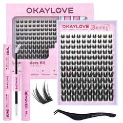 OKAYLOVE pestanas manga clusters kit - empaque listo para iniciar tu look diario
