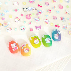 okiYomi pegatinas uñas 3D Oso rosa abrazable, tacto suave