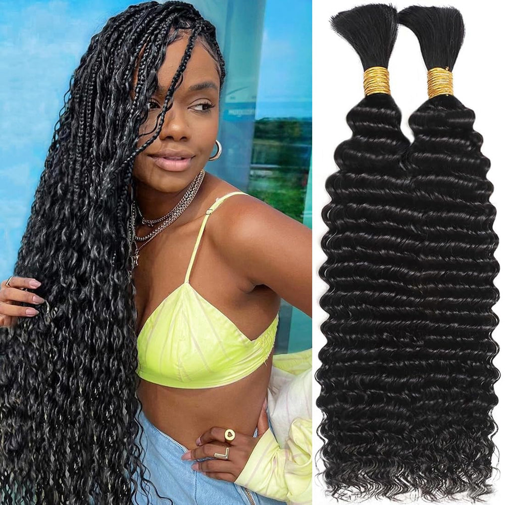 OKVOKV cabello para trenzas onda agua profunda 20 pulgadas sin costura aspecto natural