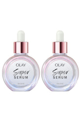 Olay Super Serum, flacon double-pack, hydratation longue durée pour peau douce.