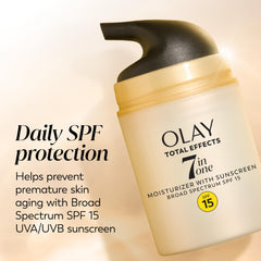 Textura suave y rápida absorción de Olay Total Effects para rostro cómodo.