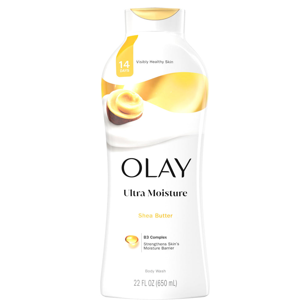 Olay Ultra Moisture muestra botella frontal para piel suave y saludable