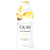 Olay Ultra Moisture muestra botella frontal para piel suave y saludable