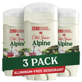 Old Spice Alpine bottle shows aluminum-free deodorant for daily wear and 24/7 freshness