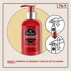 Old Spice espuma lavado barba, espuma cremosa para limpieza eficiente.