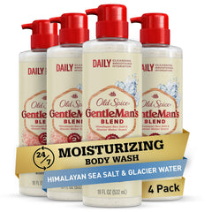 Old Spice gel douche exfoliant pour hommes, emballage élégant prêt pour la routine matinale.