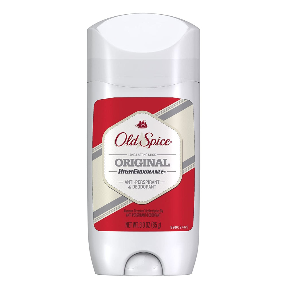 Old Spice High Endurance Desodorante Original en frasco, protección duradera para días activos.