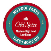 Old Spice No-Poof Paste envase frontal para un look definido y controlable.