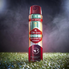 Old Spice Pure Sport Plus spray seco invisible, sin residuos visibles.