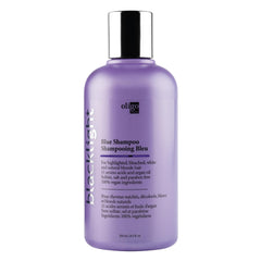 Oligo Professionnel Blacklight Champú Azul: botella visible para rubios y cabello teñido, neutraliza tonos cobrizos.