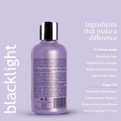Etiqueta de Backlight Nutritivo Champú indica fórmula sin sulfatos y vegana.