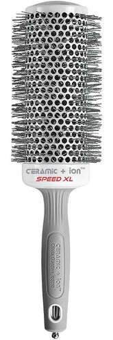 Brosse Olivia Garden céramique et ion Speed XL, tête ronde pour un séchage rapide et lisse.