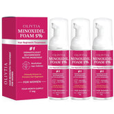 OLIVITA 5% Minoxidil Mousse, bouteille pratique pour application propre et quotidienne.
