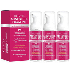 OLIVITA 5% Minoxidil Mousse, bouteille pratique pour application propre et quotidienne.