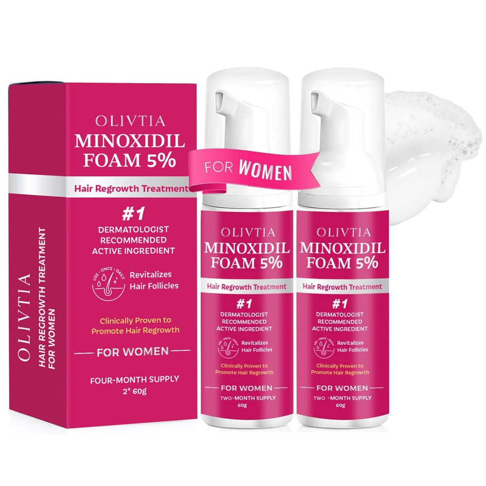 OLIVITA Minoxidil espuma 5% para mujeres: aplicación diaria que favorece densidad capilar.