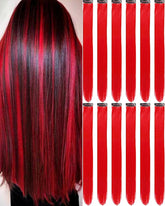 Extensiones Olldag rojo con broches, 22 pulgadas, para look vibrante.
