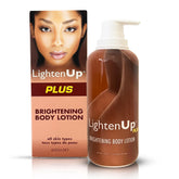 OMIC Lighten-Up loción corporal en botella, hidratación profunda para piel suave.