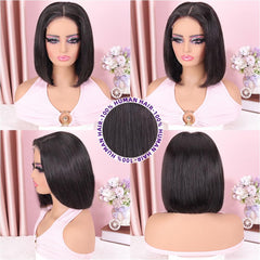 Omswet Wear and Go Bob Wig pre-bleached knots for quick parting and natural scalp appearance.