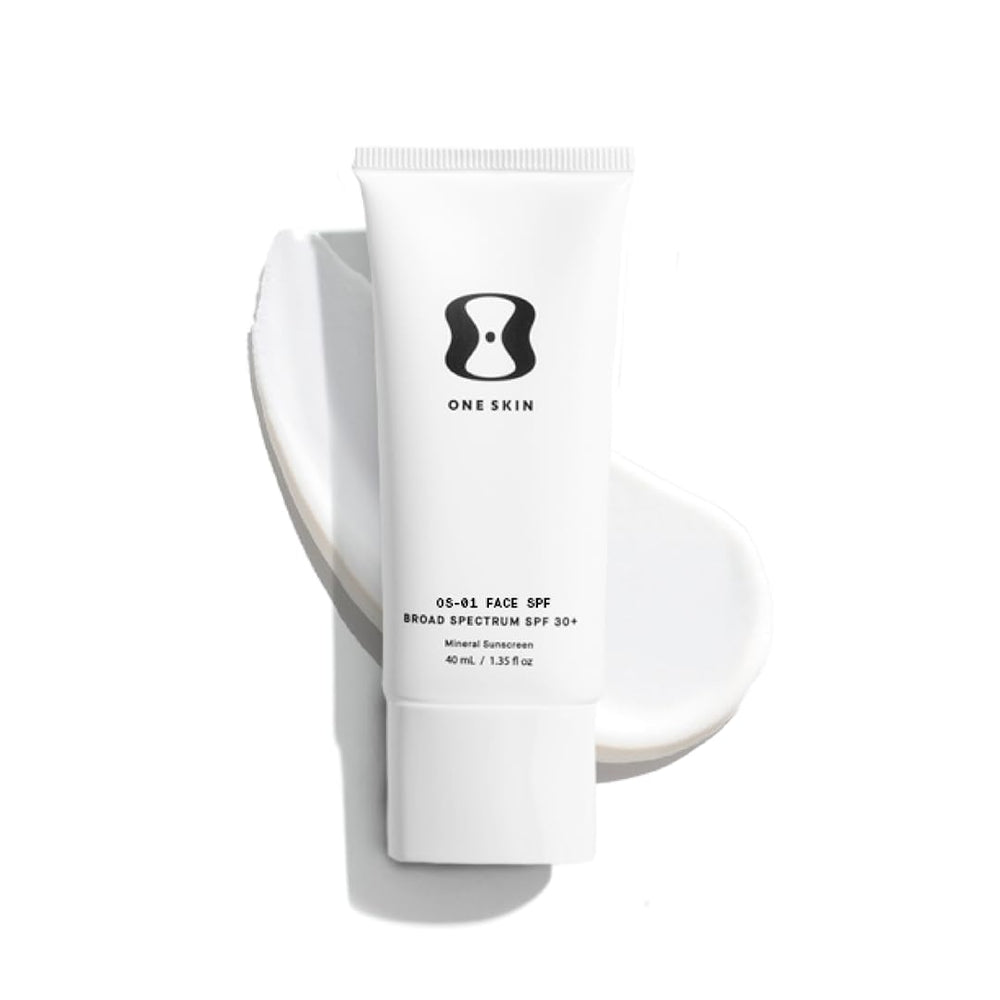oneskin FACE SPF OS-01: botella de protector solar mineral para piel protegida y suave