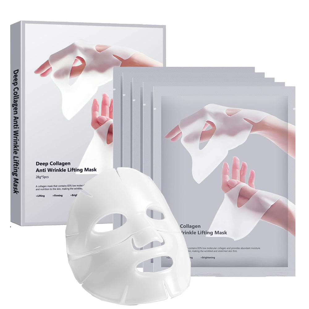 ONMYLOVIN paquete de 5 mascarillas colágeno hidrogel nocturna para hidratación rápida.