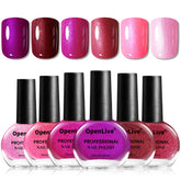OpenLive: conjunto de esmaltes glitter de 6 colores para looks variados y duraderos.