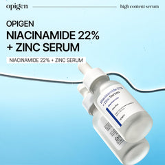 Opigen Niacinamida 22% + Zinc, cuentagotas para aplicación precisa y control de brillo