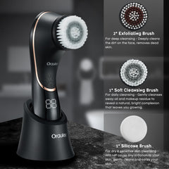 Orauley cepillo limpieza facial IPX7 impermeable para usar en ducha