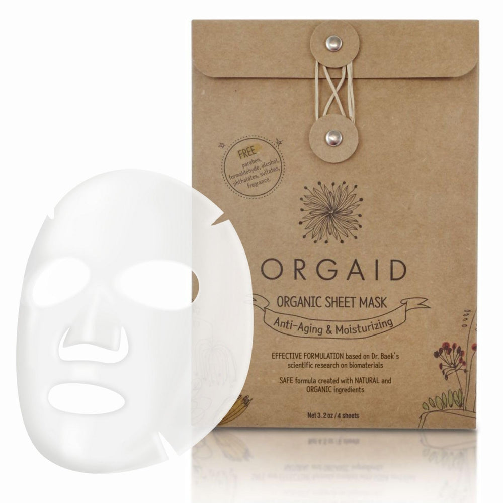 ORGAID mascarilla orgánica en caja, ideal para rutina diaria de cuidado facial.