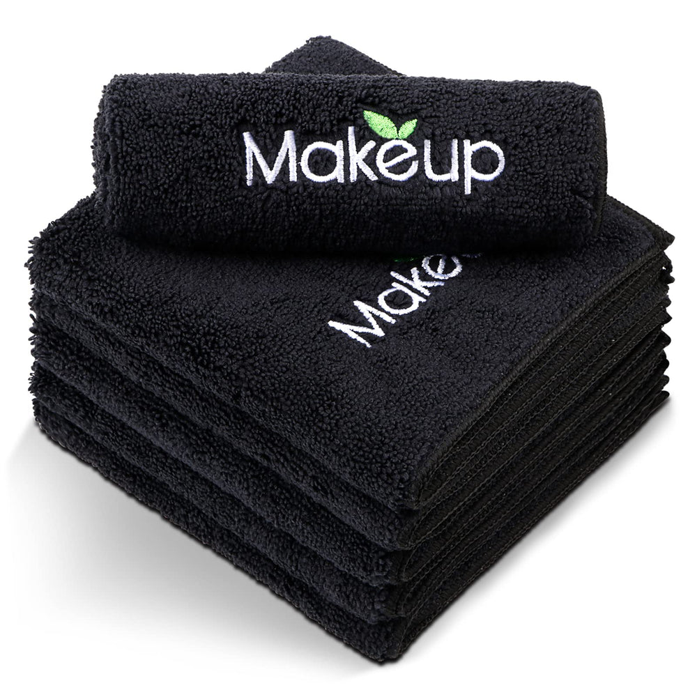 Orighty: toallas de microfibra para maquillaje, negro, 13x13, 6 piezas, limpieza suave.