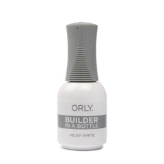 Orly GELFX Builder in a Bottle Milky White bottle close-up for self-leveling gel extensions.