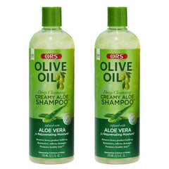 ORS Champú crema aloe oliva en botella, limpieza suave y desenredo fácil.