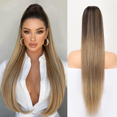 ORSUNCER coleta con cordón, coleta larga y recta para un look natural