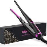 ORYNNE plancha mini para pelo corto, vista frontal, diseño compacto para retoques precisos.