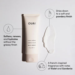 OUAI crema de manos con coco, murumuru y karité para nutrición.