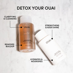 OUAI Detox Après-shampoing moyen, bouteille hydrate les longueurs et facilite le coiffage.