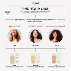 OUAI ingredientes clave: shea, keratina y panthenol para brillo y fortaleza