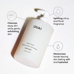 OUAI Jabón con textura exfoliante suave para manos, exfoliación agradable.
