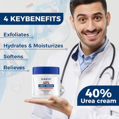 OUKEYA Crema Urea 40% textura cremosa que se absorbe rápido.