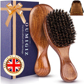 Cepillo OUMIGIZ de pelo de jabali, vista frontal, desenreda suavemente distribuyendo aceites naturales.