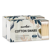 ourmed life, hisopos doble punta con algodón y bambú para limpieza suave.