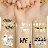 Tatuajes Ovasorve 2026 con acabado metalizado para decoración festiva del Año Nuevo